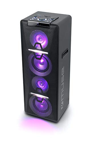 Muse M-1950 DJ PA-Anlage 500 Watt, mit CD, Bluetooth und Licht-Effekten (USB, AUX, Mikrofon, Fernbedienung), schwarz