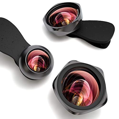 Evershop Handy Objektiv Set, Universal 3 in1 HD Handy Kamera Lens Kit mit 100°Weitwinkel,15X Makro Objektiv,Fisheye Objektiv Linse Professione Clip-on Kamera Adapter für iPhone Samsung Huawei HTC etc