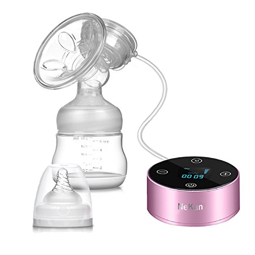 Elektrische Milchpumpe Stillen Pumpe Doppel wiederaufladbare Digital LCD Display Tragbar Stillen Pumpe mit 9 Stufen Muttermilch Saugnapf, Brust-Massage (violett)