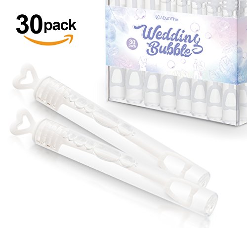 Absofine 30er Seifenblasen befüllt Wedding Bubbles mit Herzgriff für perfekte Hochzeitsfotos Gastgeschenke Geburtstag Feier Hochzeit Spielzeug Farbe weiss