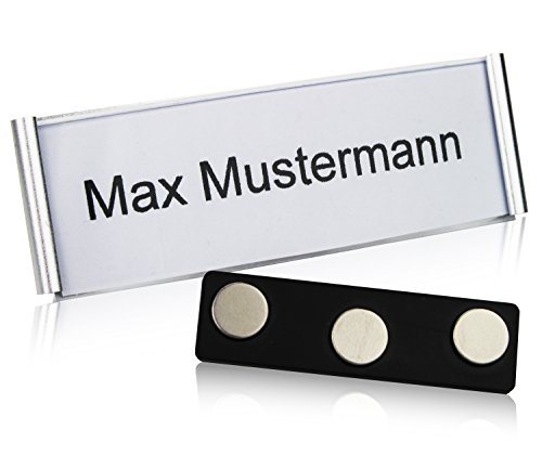 Namensschilder Magnetisch Aluminium, 10 Stück mit 3-Punkt Magnet für Starken Halt An Ihrer Kleidung, auch bei Sakkos, Komplettset - Name Badge Alu - Goodman Wallstreet