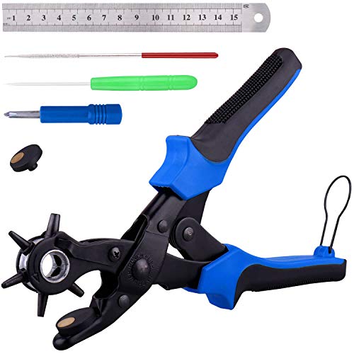 Lochzange Gürtel Locher Leder Hochleistungs-Revolverlochzange mit 6 Lochgrößen