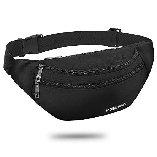 Bauchtasche für Damen und Herren Gürteltasche Schwarz Hüfttasche Outdoor Groß Handytasche Sport Wasserdicht Laufgürtel Umhängetasche Geldgürtel für Camping Wandern Fitness Fahrrad Reisen Jagd