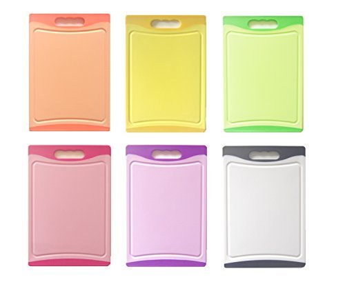 Schneidbrett SET 6 tlg. antibakteriell, 29 x 20 x 0,8 cm, beidseitig verwendbar, 6 Farben