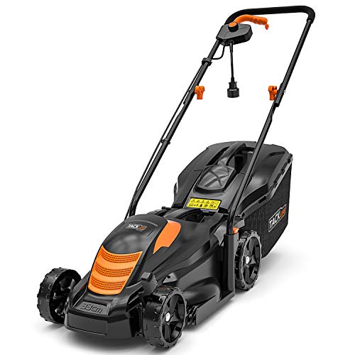 TACKLIFE Elektro Rasenmäher, 1300W Rasenmäher, 33 cm Schnittbreite, 5 Schnitthöhen (35-75mm), 3 Griffhöhen, Doppelter Sicherheitsschalter, 40L Fangkorb - GLM11B