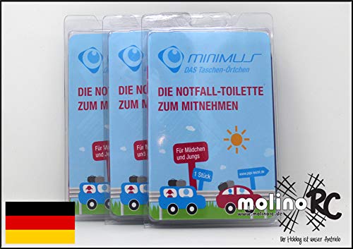molinoRC 3X Notfall-Toilette | Wegwerf-Toilette | Urinal | Reisetoilette | Reisetoilette Notfall-WC | Kinder Buben Mädchen Erwachsene |  |  |  |  |