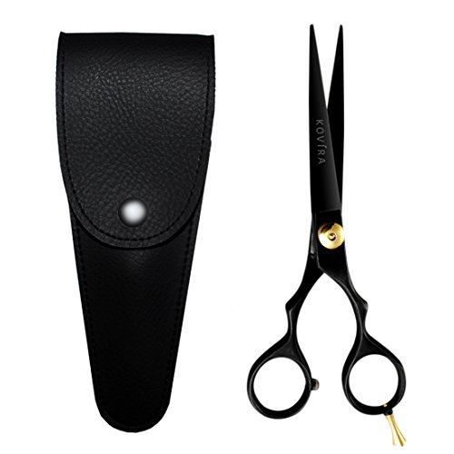 Kovira Professionelle Frisorscheren - Haarschere Bartschere - Haare Schneiden Scheren mit Lederetui - 15,2cm Rasiermesserscharf Scheren Japanischer Stahl und Feineinstellung Spannungsschraube