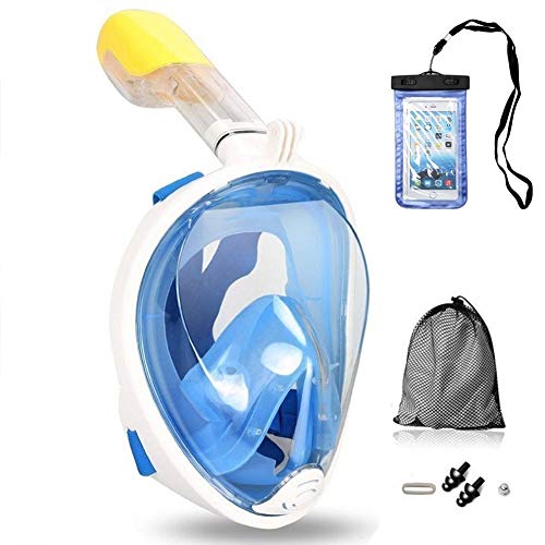 Churidy Vollmaske Schnorchelmaske Tauchmaske Vollgesichtsmaske mit 180° Sichtfeld, Dichtung aus Silikon Anti-Beschlag Wasserdicht Anti-Leck Technologie für Erwachsene und Kinder