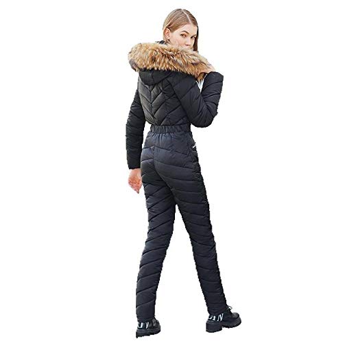 LIET Frauen einteiliger Skioverall atmungsaktive Snowboardjacke Skihose setzt Bodys im Freien Schneeanzüge @ Black_M