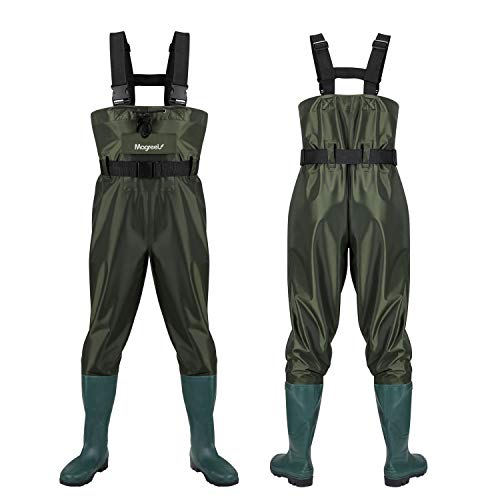 Magreel Wathose Anglerhose Hose mit Stiefel Watstiefel Watt Fisch Teich Gummi PVC Nylon für Herren Gr. 40-47