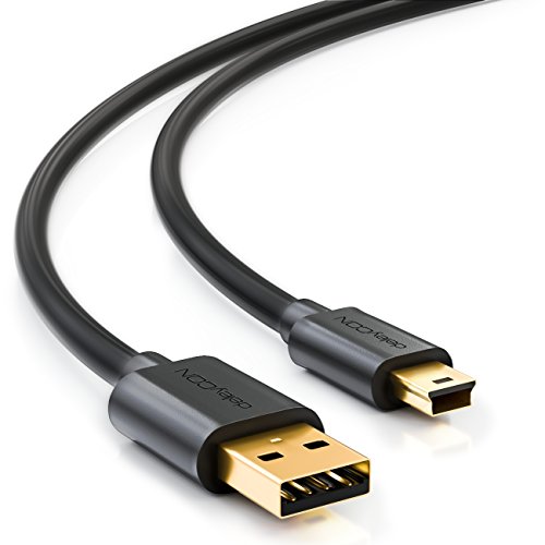 deleyCON [3m] mini USB 2.0 High Speed Kabel - Lade- und Datenkabel für Handys, Smartphones, Tablets, Digitalkameras oder Navis - USB A-Stecker zu Mini B-Stecker - USB 2.0 High Speed Technologie - Übertragungsraten bis zu 480Mbps - geschirmtes, flexibles PREMIUM USB 2.0 Kabel - schnelle und sichere Datenübertragung - abwärtskompatibel zu USB 1.1 - Lade- und Datenkabel für z.B. Handy, Smartphone, Tablet, Digitalkamera uvm. - Farbe: Schwarz