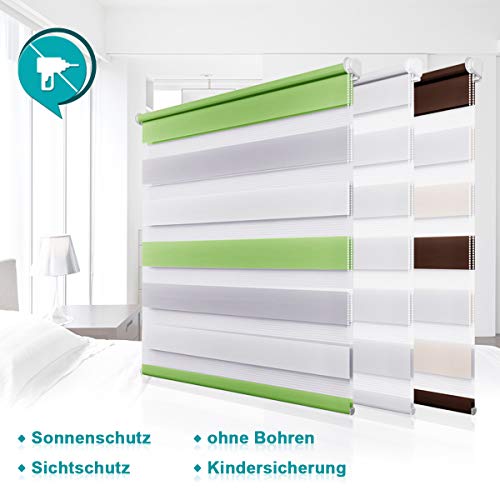 Homland Doppelrollo Klemmfix Duo Rollo ohne Bohren Easyfix Seitenzugrollo 80x150cm (BxH) Weiß lichtdurchlässig und verdunkelung Wand- und Deckenmontage für Fenster & Türen