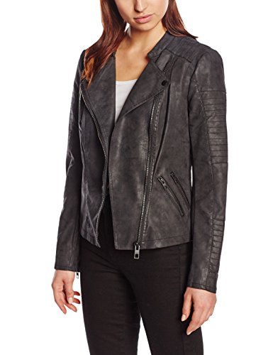 ONLY Damen Lederjacke Onlava Pu Biker Otw Noos, Gr. 42, Grau (Black)