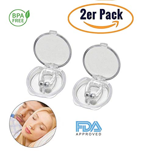 ALLRONDO Premium Schnarchen Stopper [2er Set] - Verbessertes Konzept 2019 - Neuartige Nasenklammer gegen Schnarchen - Sofortige Anti Schnarch Hilfe - Schnarchstopper inkl. Transportbox (AL1)