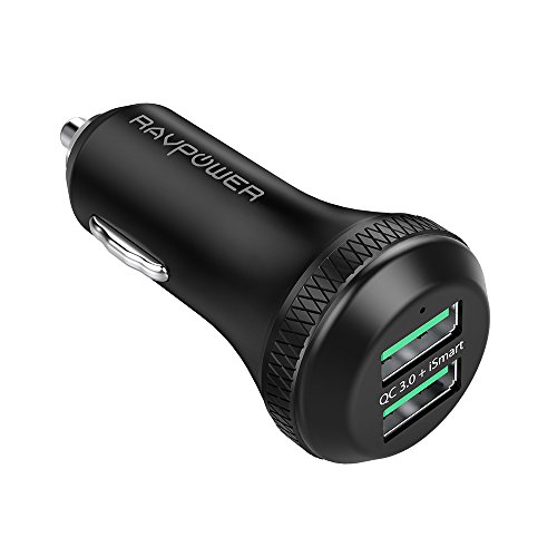 Quick Charge 3.0 kfz Ladegerät RAVPower 40W 3A 2-Port USB Autoladegerät mit doppelten QC 3.0 Anschlüsse, Autoadapter für Smartphones Tablets Bluetooth Gerät