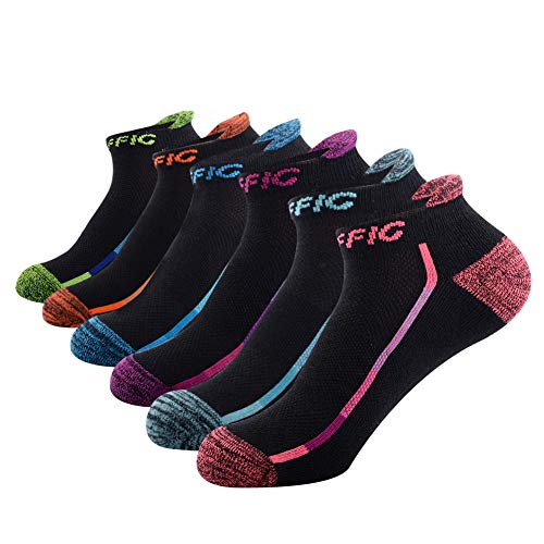 NAFFIC  Sportsocken für Damen Frei Atmen mit Verstärkter Frotteesohle 6 Paar (Schwarz)