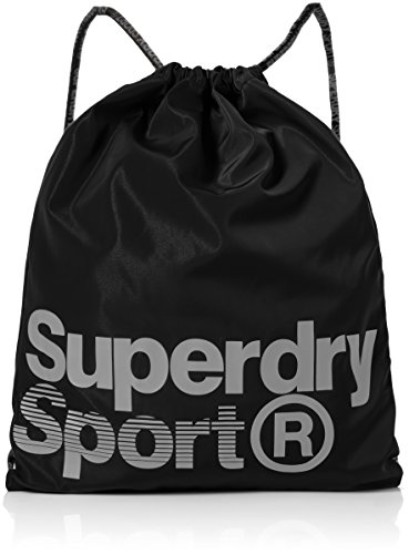 Superdry Herren Drawstring Sports Schultertasche, Schwarz (Black/Reflective), 37.0x1.0x47.0 cm