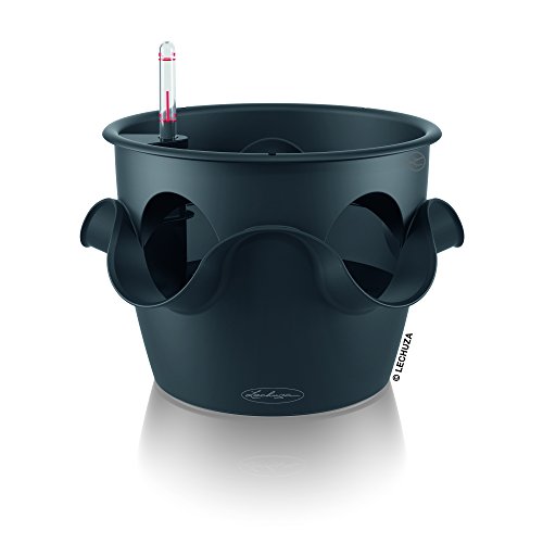 LECHUZA'CASCADINO Color' Pflanzgefäß mit Erd-Bewässerungs-System, Schiefergrau, 36 x 36 x 23 cm