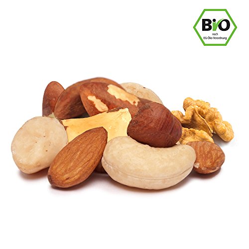Bio Nussmischung, Edelnussmischung 1kg mit hochwertigen Nüssen in Rohkost-Qualität mit viel Protein ohne Erdnüsse, ohne Salz und Zucker, naturbelassen, unbehandelt, nicht geröstet