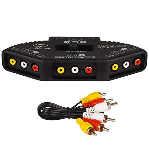 Rybozen AV Cinch Video/Audio Switch Splitter, 3-Input 1-Output Anschlüssen für Anschließen von 3 Cinch-Signalgeräten an 1 Monitor