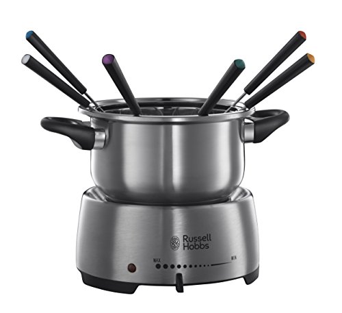 Russell Hobbs 22560-56 Fiesta Fondue für Käse, Schokolade oder Öl, mit 6 Gabeln, spülmaschinenfester Topf aus Edelstahl, 1200 Watt