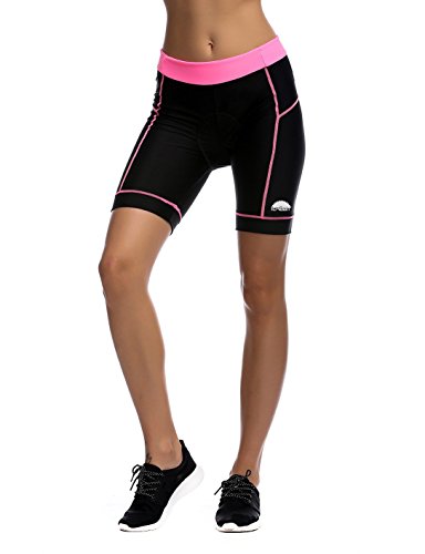 iCreat Damen Fahrradhose Radhose Kurz Radlerhose Radshort Sporthose mit Sitzpolster EU Gr.M