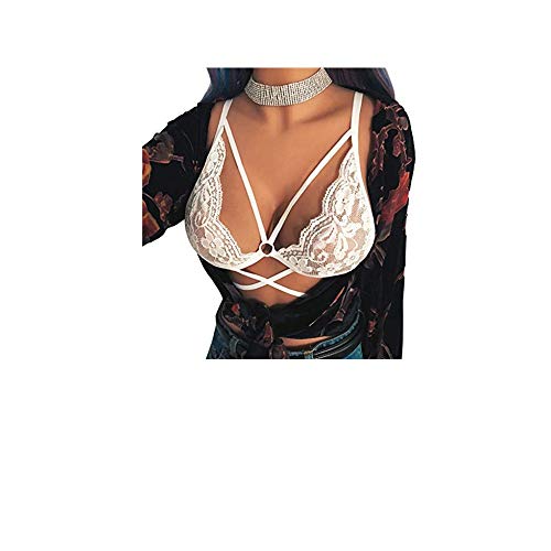 BH Bandage Spitzen Soft Bustiers Ouvert Damen ErotikwäSche Neckholder SchöNe BHS Ohne BüGel Durchsichtiger UnterwäSche ReizwäSche Elegant Lingerie Nicht Wattierte KöRbchen BüStenhalter (S, 2-Weiß)