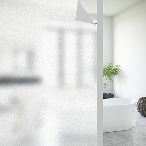 FORTUNAM Fensterfolie Sichtschutzfolie Milchglasfolie Glasfolie Selbstklebend Folie Fenster Statische Haftung Blickdicht Privatsphäre Scheibenfolie Anti-UV Folie für Bad Badzimmer (90 x 200cm)