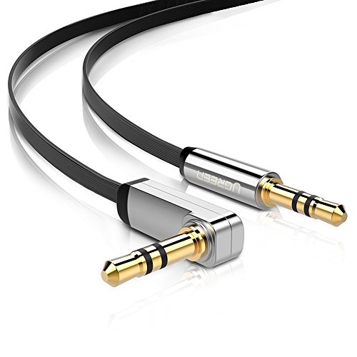 UGREEN Audio Kabel Aux Kabel 90 gewinkelt 3,5mm klinkenkabel Klinkenstecker auf Klinkenstecker Auto Stereo kabel Vergoldete Kontakte Schwarz für Aux Eingänge, Kopfhörer, MP3, Stereoanlage, iPhone, iPod, Auto, Handy usw. 0,5m