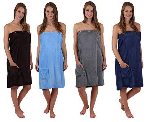 Betz Damen Saunakilt Sauna Kilt Wellness Regulierbar der Weite durch Knöpfe und Gummizug in verschiedenen Farben Farbe anthrazit