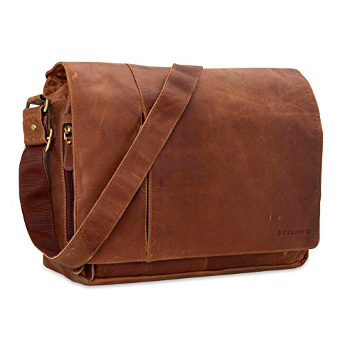 STILORD 'Elias' Ledertasche Herren Umhängetasche Unitasche Laptoptasche 15.6 Zoll Aktentasche Bürotasche Büffel Leder