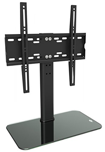 RICOO TV Standfuss Universal Höhenverstellbar Ständer FS304B Fernsehtisch Standfuß Halterung Fernsehständer LCD LED Flachbildfernseher Stand Glas Aufsatz VESA 400x400 Tischständer / Schwarz