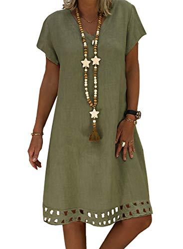Happy Sailed Damen Kurzarm V-Ausschnitt Bikini Cover Up Strandkleid Bikinikleid Beachwear S-XL 2 Grün