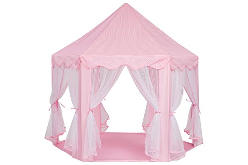 Schramm Prinzessinnenzelt in 3 Farben Prinzessin Zelt wählbar mit LED Sternen Beleuchtung Kinder Spielzelt auch als Bällezelt Bälle Kinder Zelte Spielschloß Spielzelte Spielhöhle, Farbe:rosa