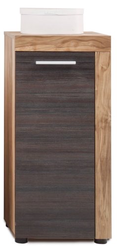trendteam Badezimmer Schrank Kommode Cancun Boom, 31 x 36 x 81 cm in Nussbaum Satin Dekor mit viel Stauraum