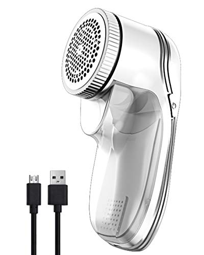 Qooltek Flusenrasierer，USB Wiederaufladbar Fusselrasierer ，Fusselremover，Stoffrasierer，Textilrasierer，Elektrisch Flusenrasierer für Verschiedene Stoffe Kleidung (Weiß)