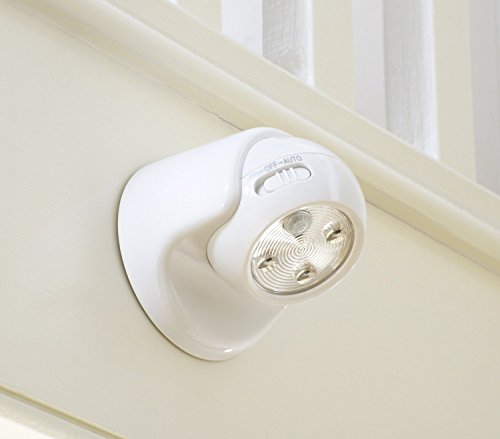 Auraglow Abnehmbares, kabelloses, batteriebetriebenes Sicherheitslicht mit PIR-Sensor / Bewegungsmelder - WEISS