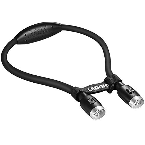 [Neue Version] LEDGLE Halslampe LED Leselampe Buchlampe Wiederaufladbar, 6-Stufe Helligkeit, Tragbare und Flexibel, 6500-7000K, Schwarz