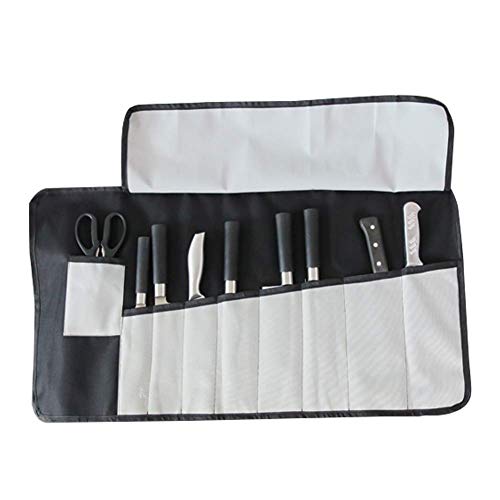 QEES Messertasche mit 9 Fächern aus Segeltuch, tragbar, waschbar, multifunktional, als Geschenk, für Camping, Grillen