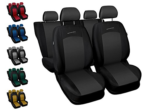 Sitzbezüge Auto Universal Set Autositzbezüge Schonbezüge Schwarz-Grau Vordersitze und Rücksitze mit Airbag - Sport Line