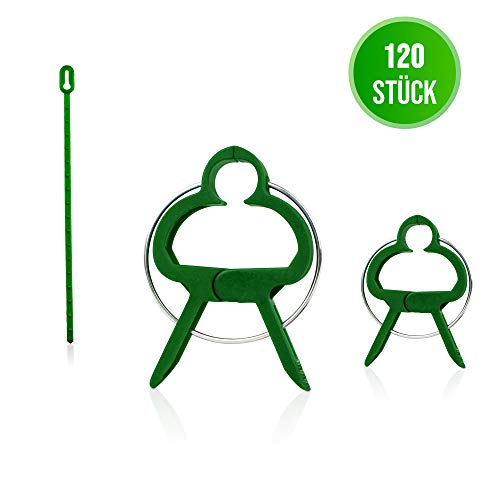 GardenGloss 120 Pflanzenclips Pflanzenklammern für Tomaten, Rosen, Gurken und andere Rankpflanzen – Besonders einfache Rankhilfe für Pflanzen – Stabile Klammern für Kletterpflanzen Befestigung