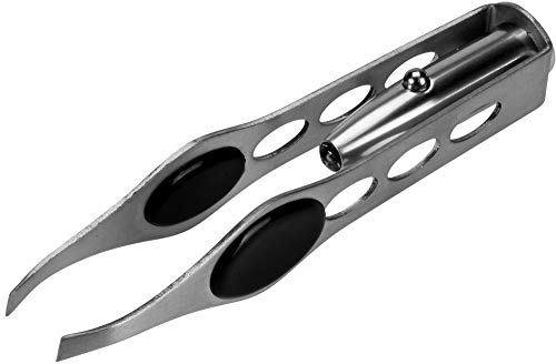 Pinzette, schräg - mit LED Beleuchtung/Licht, aus Edelstahl, rostfrei - Länge 9,5 cm