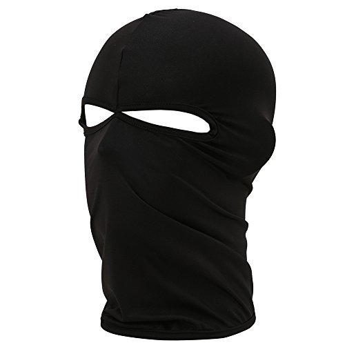 FENTI Multifunktionen Gesichtsmaske aus Lycra 2 Loecher Sport Balaclava Einfarbige Maske Warm Fahrrad Ski Snowboard Schwarz