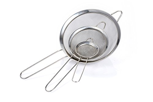 GWHOLE Feinmaschig Küchensieb Mehlsieb Set 7/12/18 cm, aus Edelstahl