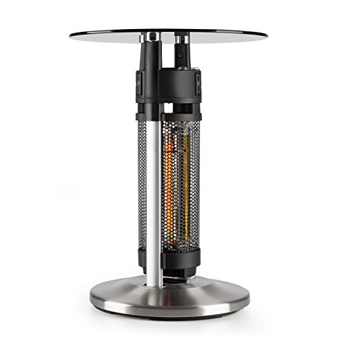 blumfeldt Primal Heat 65 • Bistrotisch-IR-Heizer • Infrarotheizung • Standheizung • IP44-Schutzart • 1200 Watt • Infrarot-Annäherungssensoren • Höhe: 65 cm • mit Sicherheitsglas-Tischplatte • Silber