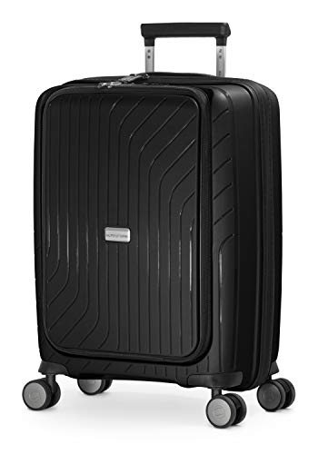 HAUPTSTADTKOFFER - TXL - leichtes Handgepäck mit Laptoptasche, Hartschalen-Trolley aus robustem Polypropylen, 55 cm, 40 L,TSA-Schloss, Schwarz