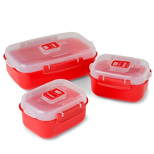 Sistema Mikrowellengeschirr Set Heat & Eat, Plastik, rot/durchsichtig, 23 x 14.1 x 16.4 cm, 3