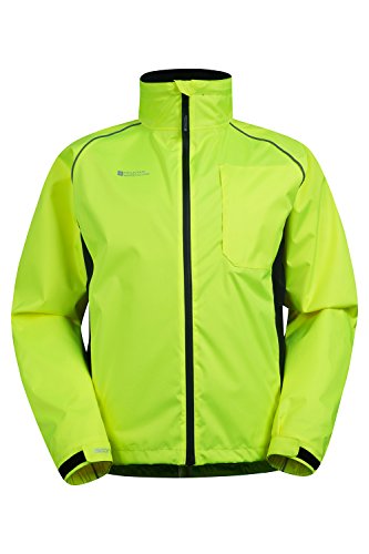 Mountain Warehouse Adrenaline Warnjacke für Herren - Atmungsaktiver Herrenmantel, Leucht-Print, verstellbarer Saum, Regenmantel - Für Radfahren, Joggen und Wandern Gelb XX-Large