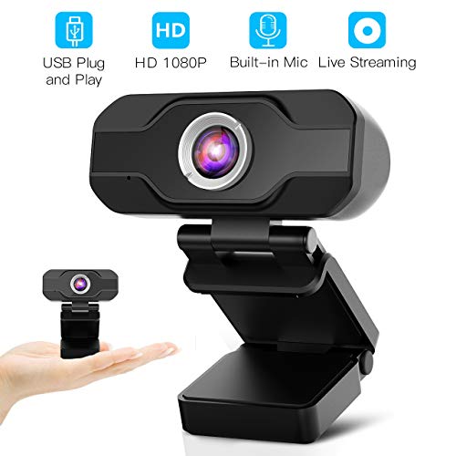 Aiglam Webcam HD 1080P, Webcam Full HD USB Kamera mit Mikrofon USB,H.264-Komprimierung Schnellere Uploads,für Video Chat Streaming(Black New)