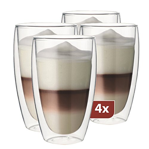 MAXXO doppelwandige gläser Latte Macchiato Set 4X 380 ml, Set mit Schwebe-Effekt